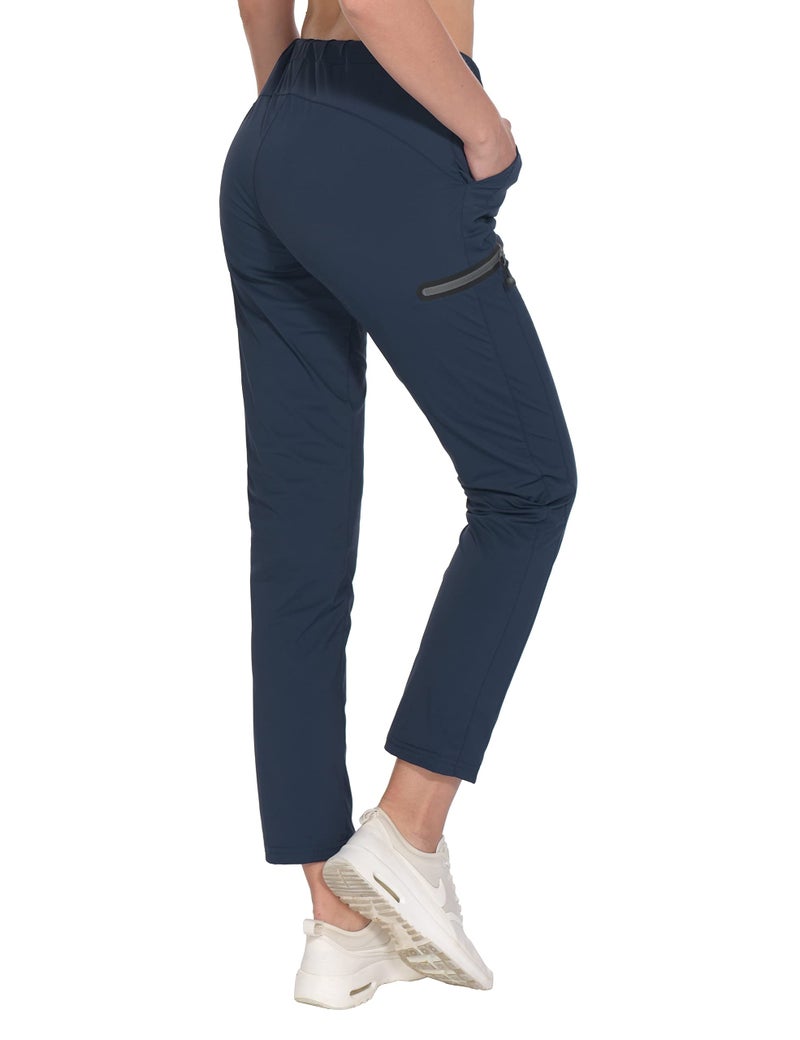 Little Donkey Andy Women's Ultra-Stretch Quick Dry Lightweight Ankle Pants Drawstring Active Travel Hiking Navy L - Image 1